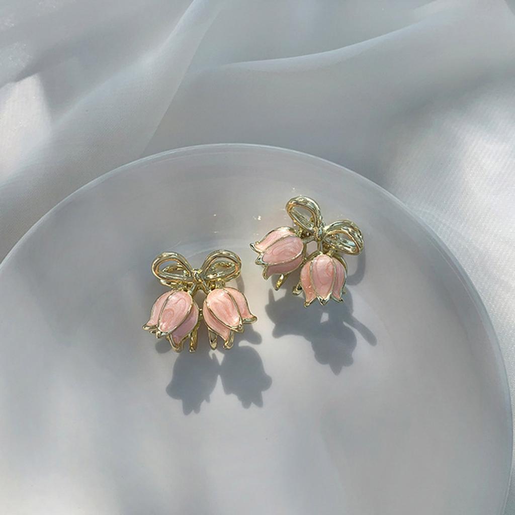 2pcs Mini Flower Hair Clip Headdress Tulip Hair Clip Female Headwear Small Hair Catch Bangs Top Clip Hairpin Shark Clip Claw