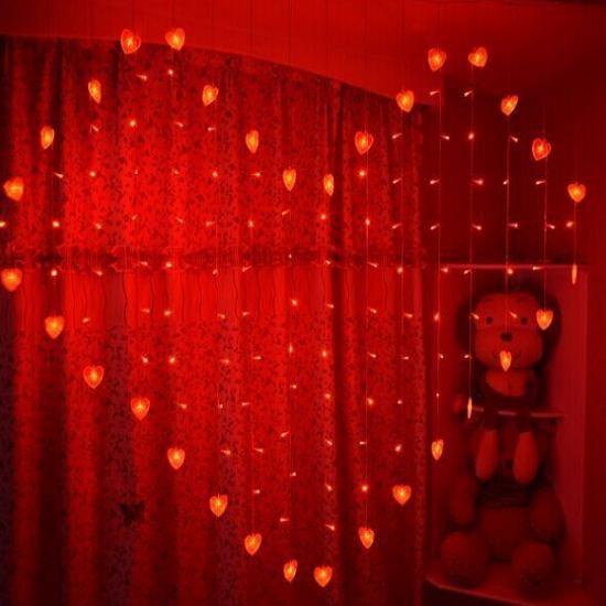Plug Usukeu 128 Led Heartshape Fairy String Curtain Light Wedding Party Home Decoration
