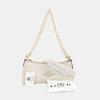 [Pre-Owned] Charlotte 25 Gold Logo Chain Zipper Pocket Crocodile Pattern Leather Pillow Bag - Excellent #ZFWDKN