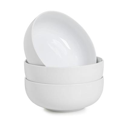 WishDeco Miska Duża Miska na Sałatkę Głęboka do Pasty Ramen i Zupy Średnica 18 cm Zestaw 3 sztuk (1100 ml), Miska, Miska, Miska, Biała,