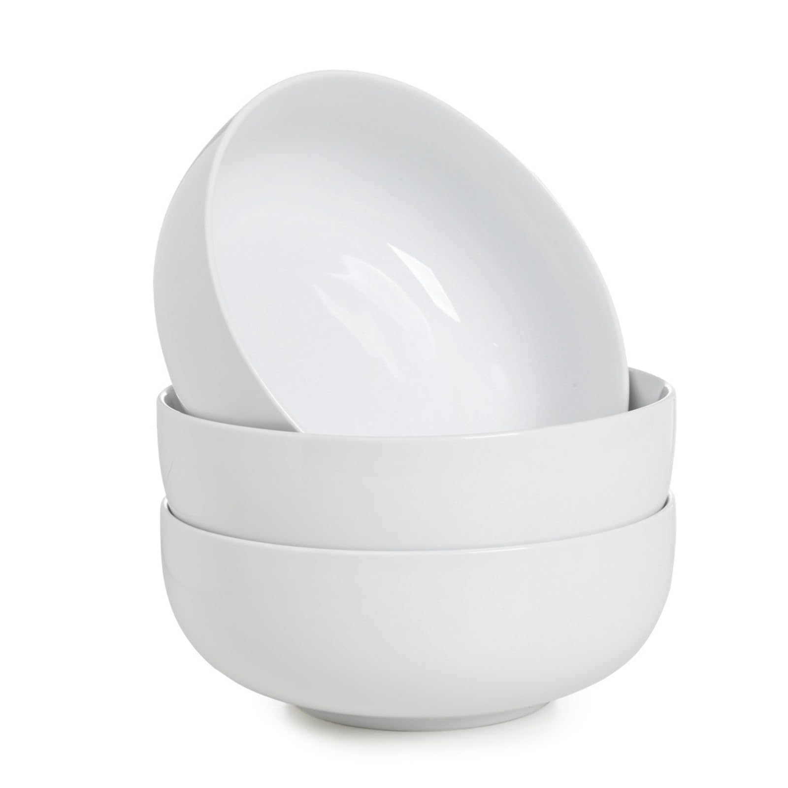 

WishDeco 3-Piece Bowl Set: Large Salad Bowl (1100ml), Deep Pasta Bowl, Ramen Bowl, and Soup Bowl, White, 18cm Diameter