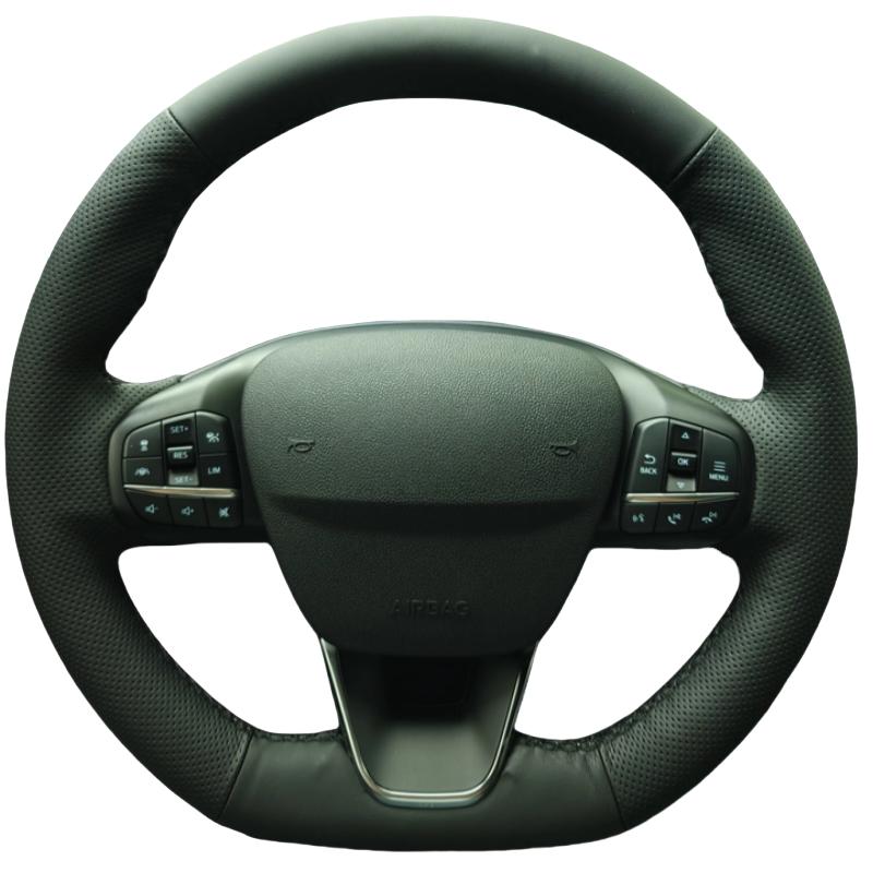 Hand-stitched Steering Wheel Cover Made Of  Leather For Ford Focus 4   Fiesta 2017- Tourneo 2018