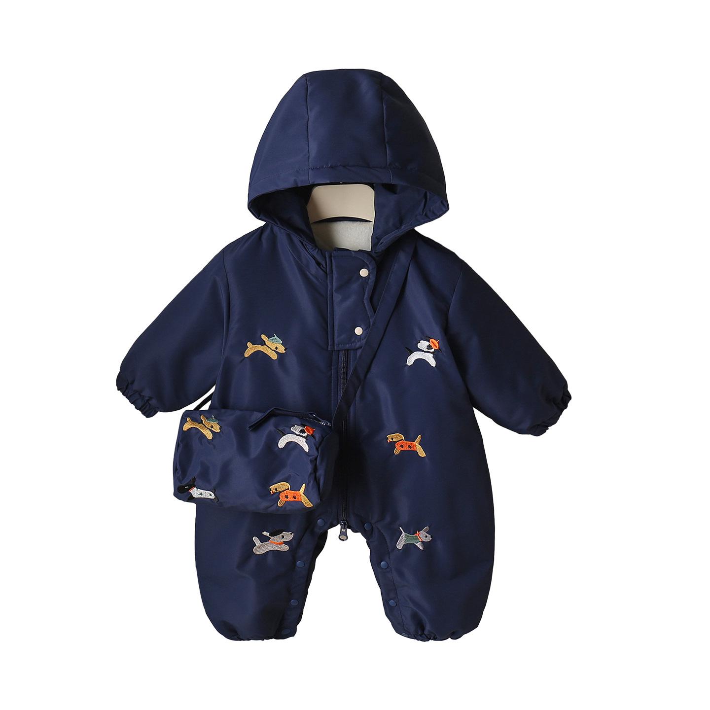 

Autumn & Winter Baby Jumpsuit Windbreaker: Infant & Toddler One-Piece Outerwear Coat Romper 80 cm темно-синього кольору
