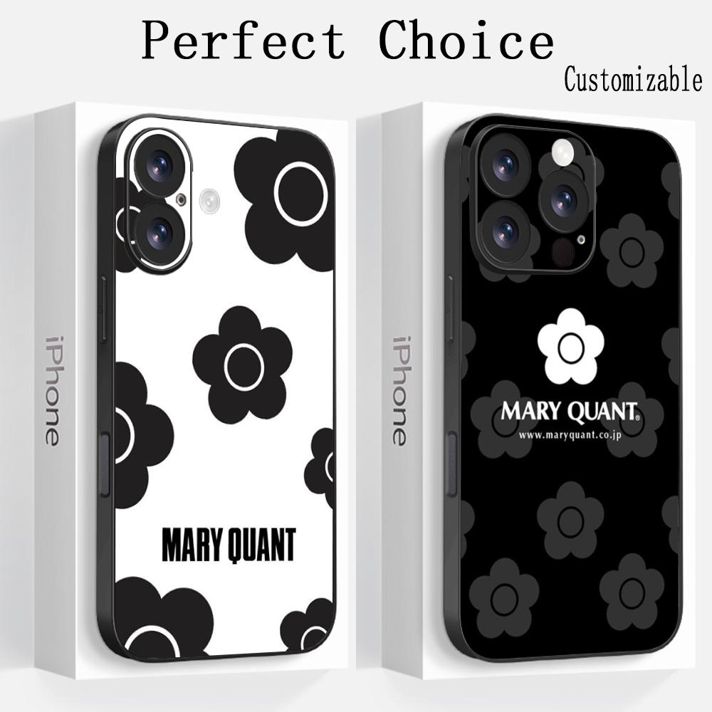 Japan art Mary quant fashion flower Phone Case For iPhone 17 16 e 15 14 13 12 Plus Mini Pro Max Soft black Shockproof Cover