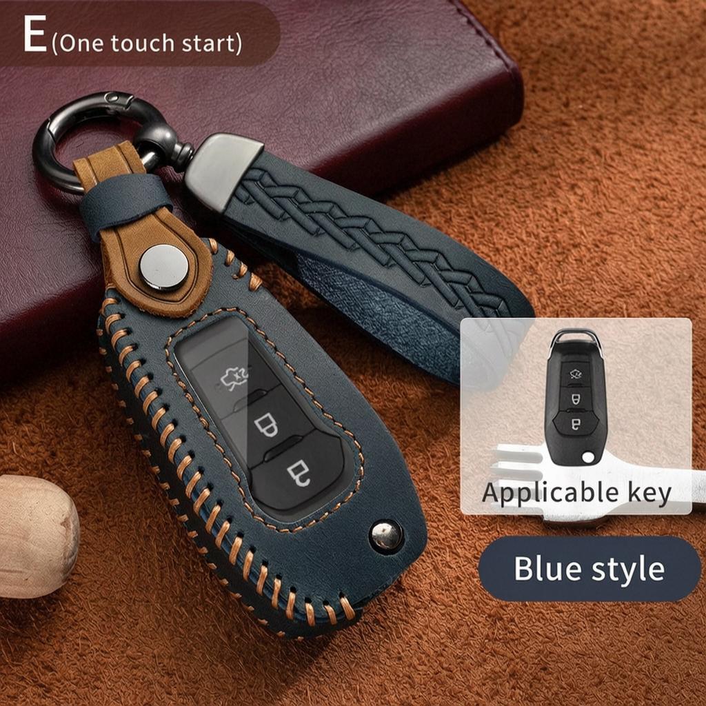 Leather Key Case For Ford Fusion Edge Explorer Mustang Escape F-150 Fiesta Ecosport Ranger Focus Mk3 Kuga Mk2 Cmax Key Fob Cover