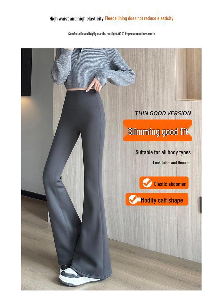 Cashmere Flare High-Waist Barbie Style Yoga Pants - Autumn Winter 2025 Collection, Plus Velvet, Stretchy & Warm.