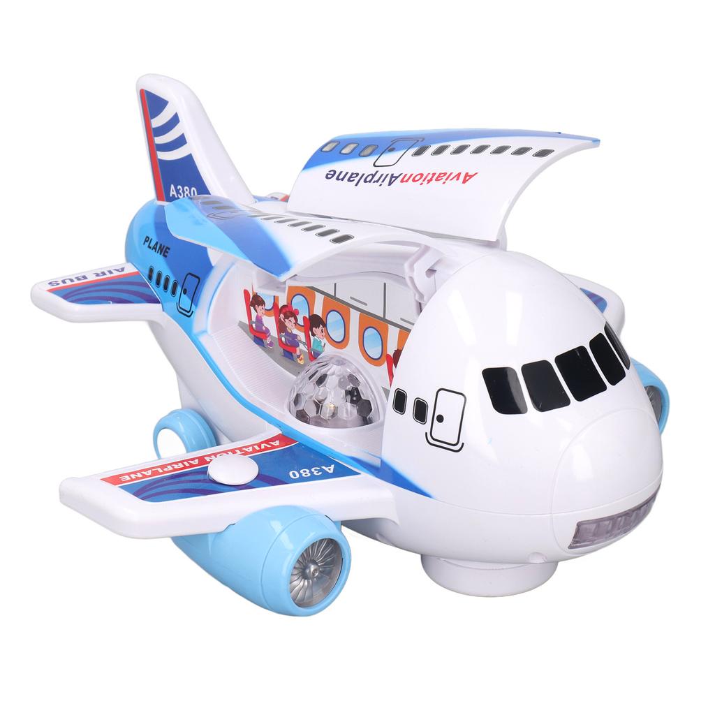 Kids Electric Airplane Toy Lights Music Openable Door High Simulated Aircraft Model with Water Mist Spray
