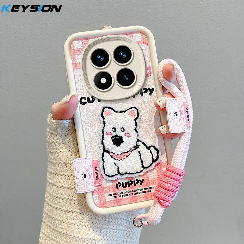 

KEYSION Мультяшный Милый Плюшевый Вышитый Чехол для Redmi Note 14 Pro 5G 14 Pro+ со Шнурком Противоударный Чехол для Телефона для Xiaomi POCO X7 for Redmi Note 14 Pro