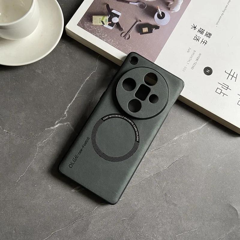 Magnetic Phone Case for OPPO Reno11 Reno10 Reno9 Reno8 Pro Plus Find X5 X6 Pro X7 Ultra Lambskin Texture Fuax Leather Cover