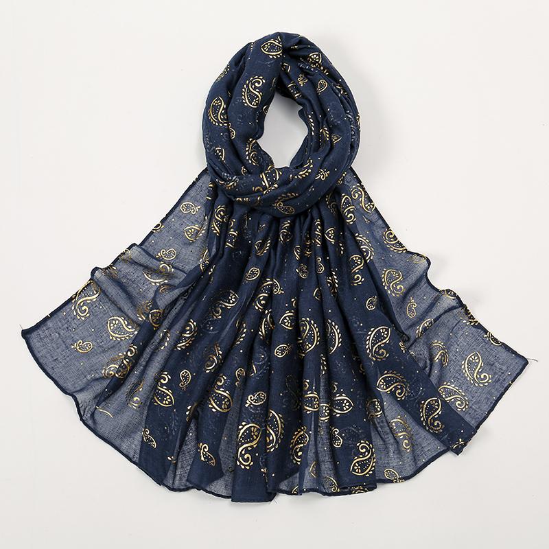 New Gold Glitter Shimmer Cotton Hijab Scarf Women Islam Scarf Muslim Women Crinkle Scarves Headscarf Wraps Ramadan Abaya Turbans