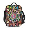Colorful Lotus Mandala Insulated Lunch Bags for School Office Buddhism Flower Leakproof Thermal Cooler Lunch Box Women Kids