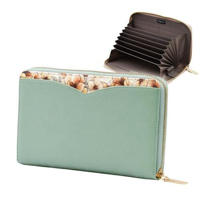 Oficiālā Flower Passbook Large Seal Passbook zīmoga karte Ziedu blāvi rāvējslēdzējs pelēcīgi piparmētru [elegants] futrālis, Pretmagnētisks, Pretslīpums, Ietilpība,