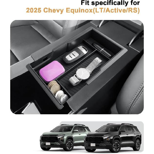 2026 Equinox Center Console Organizer - For 2025-2026 Chevy Equinox Double Layer Center Console Organizer - Double-Layer Armrest Box Storage Tray For