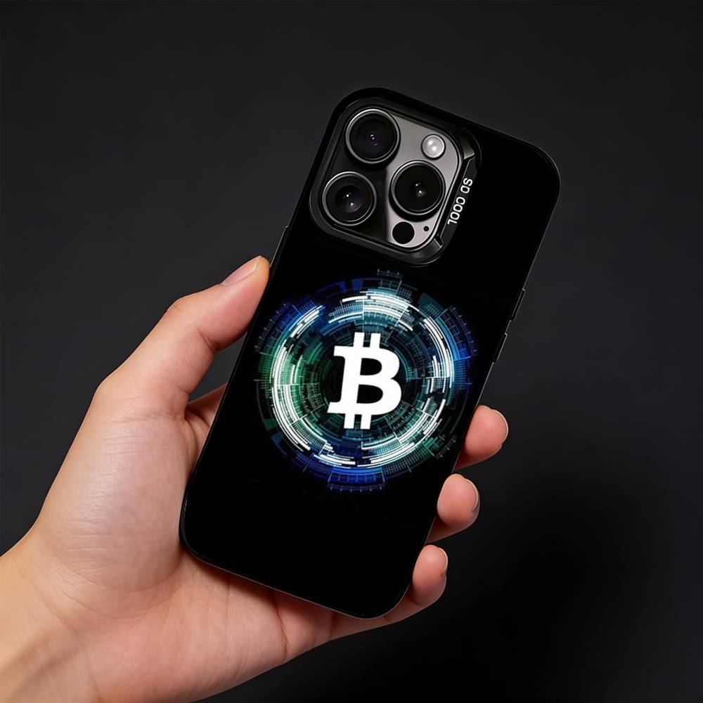 Bitcoin Phone Case For iPhone17, 16,15,14,13,12 Pro Max Black Candy Matte Shockproof Cover