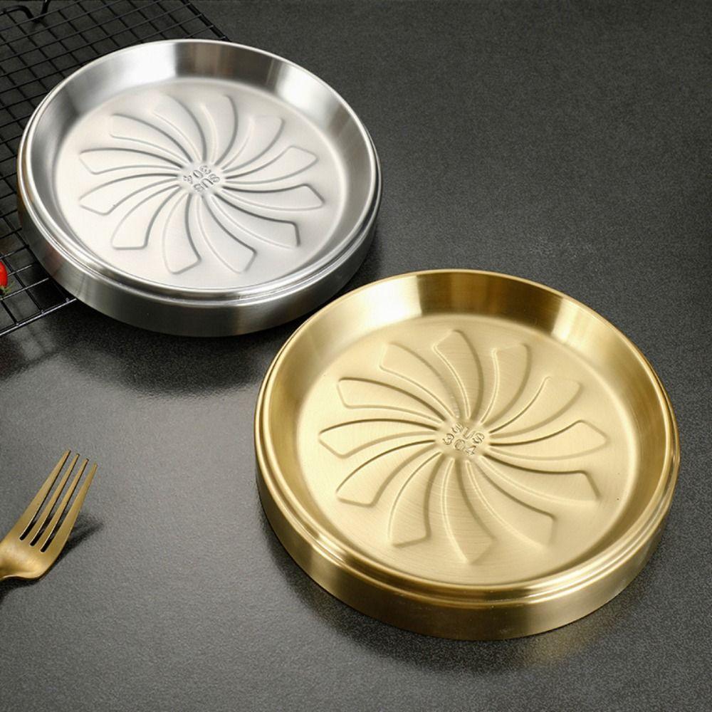 

Thickened Barbecue Tray Stacked Hot Pot Tray Tableware Steak Plate Kitchen Dishes срібний