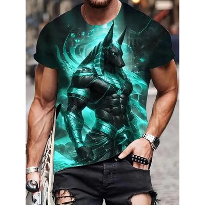 Camiseta Masculina de Verão com Estampa 3D Gola Redonda Moda Versátil Respirável Tendência Casual