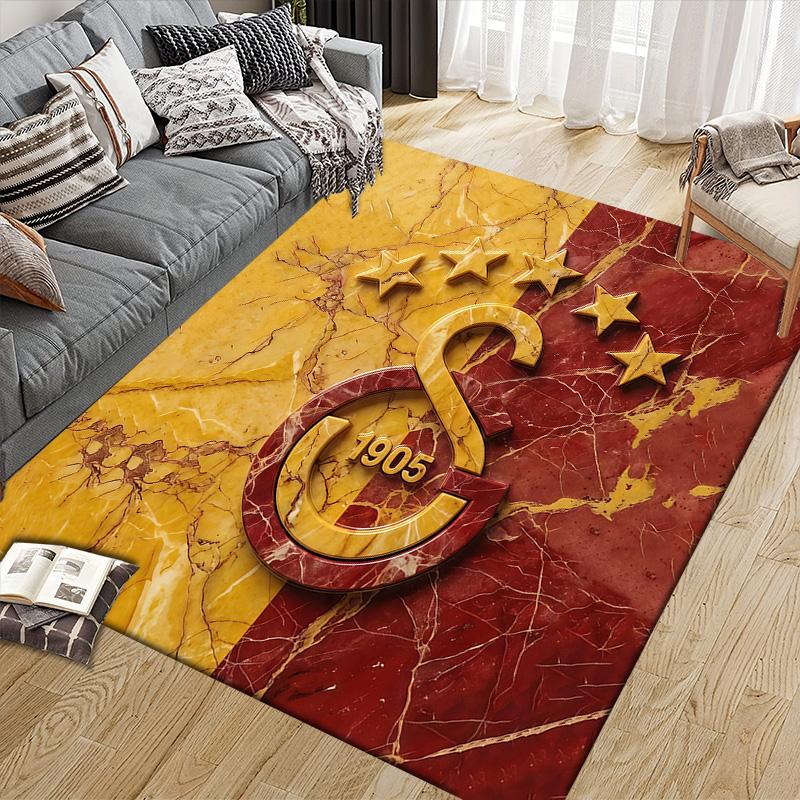 Квадратный ковер с фланелевым узором Galatasaray S.K, Ковер для гостиной, спальни, дивана, игровой комнаты, Нескользящий коврик для пола