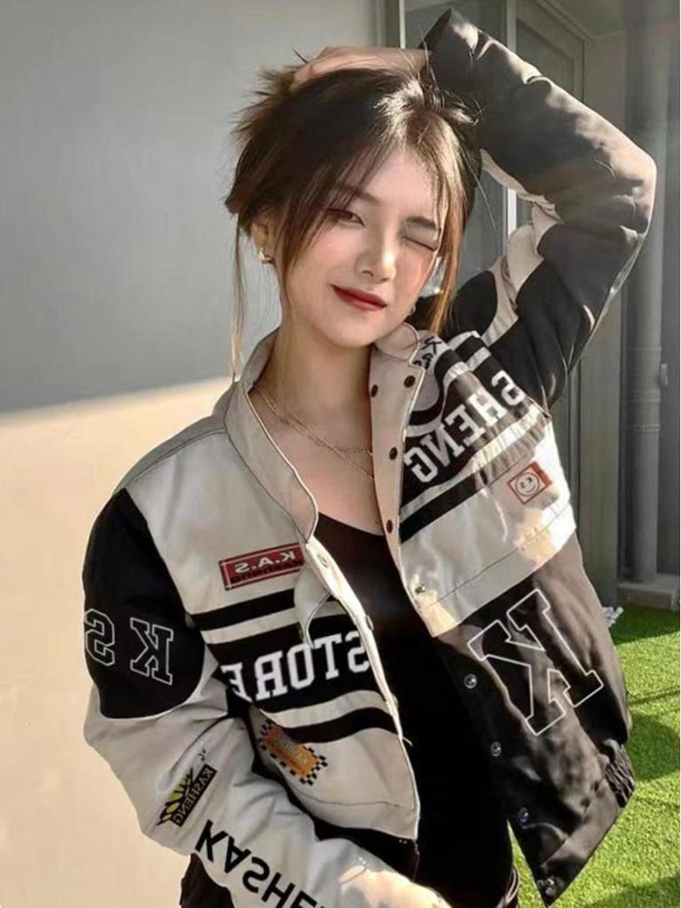 Veste de baseball de moto amovible de style américain rétro - Mode hip-hop polyvalente pour couples