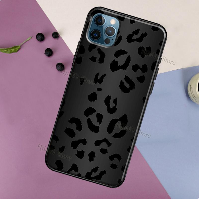 

Черный чехол с леопардовым принтом и узором гепарда для iPhone 11 12 13 Pro Max X XR XS Max SE 2020 6S 7 8 Plus 12 13 Mini Cover Shell iPhone 5 5S SE