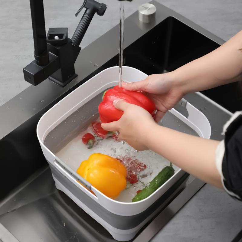 Foldable Basin Bottle Bucket For Sink Soaking Multi-Purpose Dishpan With Ergonomic Handle Space-Saving Basket Foldable For