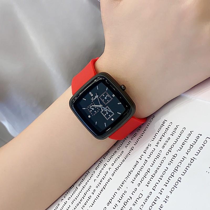 Big Dial Trend Fashion Watch Femininity Square Watch Glue Strap Neutral Women's Watch