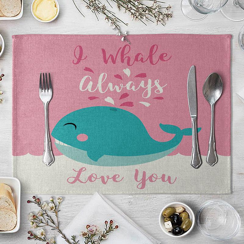 

Children s Cute Animal Style Pattern Placemat Cotton Linen Fabric Table Mats Family Dinner Tableware Kitchen Table Mat 30X45cm 4pcs-30x45cm