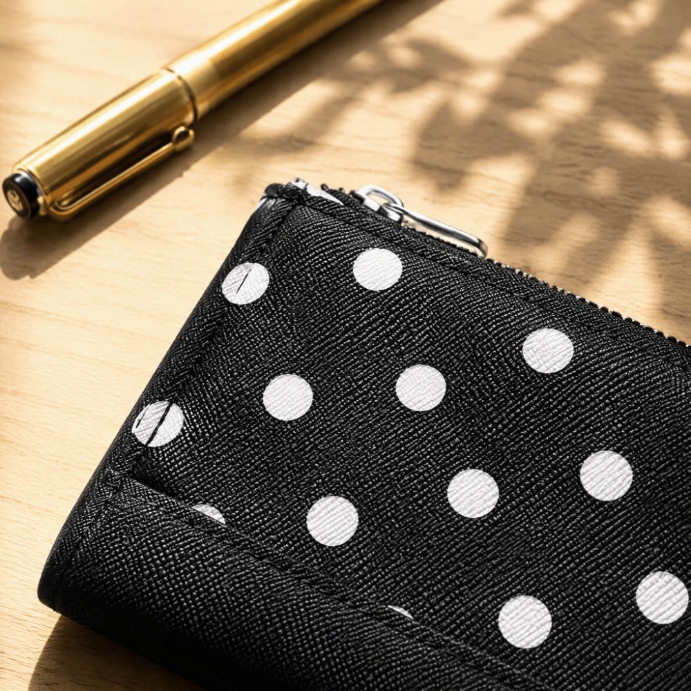 Zipper Closure Polka Dot Pattern Wallets Bifold Design Small Coin Purse Short Card Holder  Travel