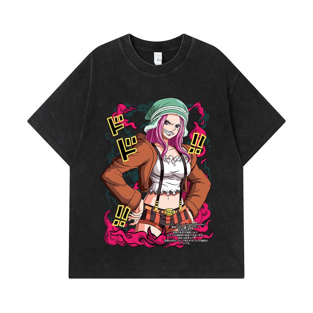 275 GSM Washed T-shirts 100% Cotton One Piece V25 Bonney Print Unisex Heavy Cotton T Shirt