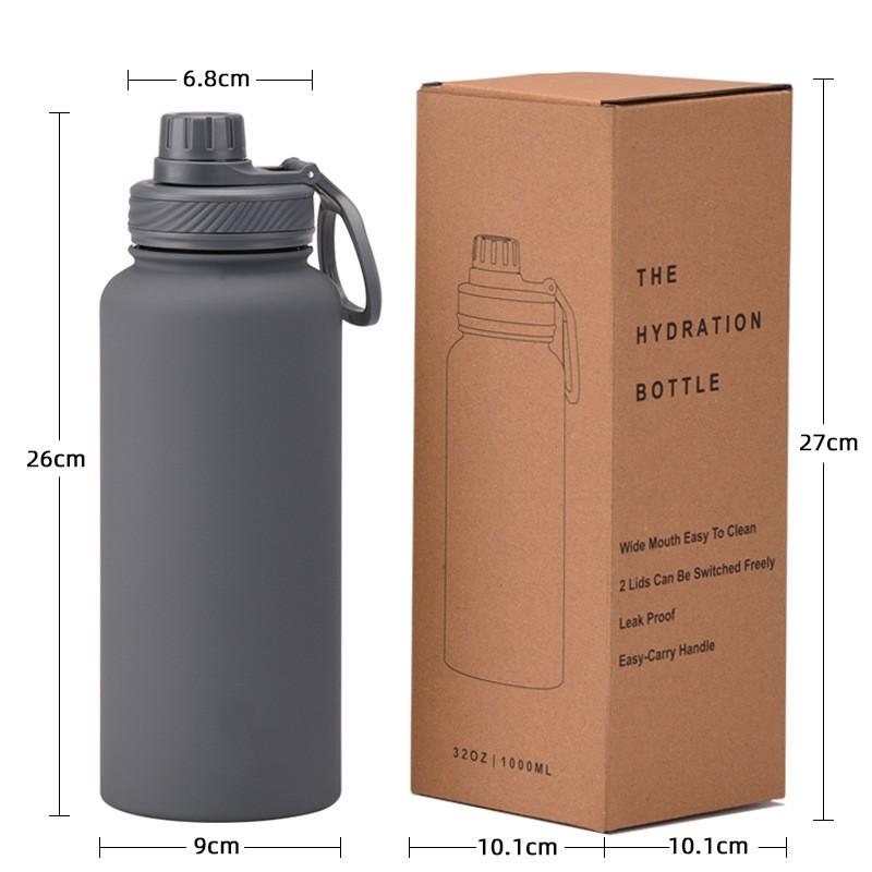 1L Stainless Steel Vacuum Insulated Water Bottle With Wide Mouth Portable Outdoor Sports Travel