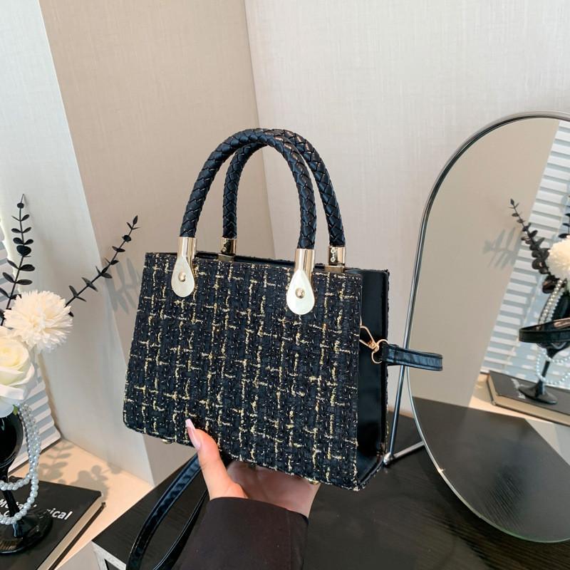 Chic And Trendy Small Square Tote Bag For Women In Stylish Black And White Colors