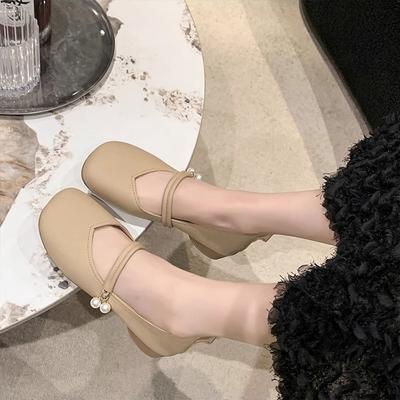 Flat Single Shoes Women's 2025 New Summer Shoes Grandma Shoes with Skirts Soft Soles Pearl Pregnant Women Mary Jane Shoes