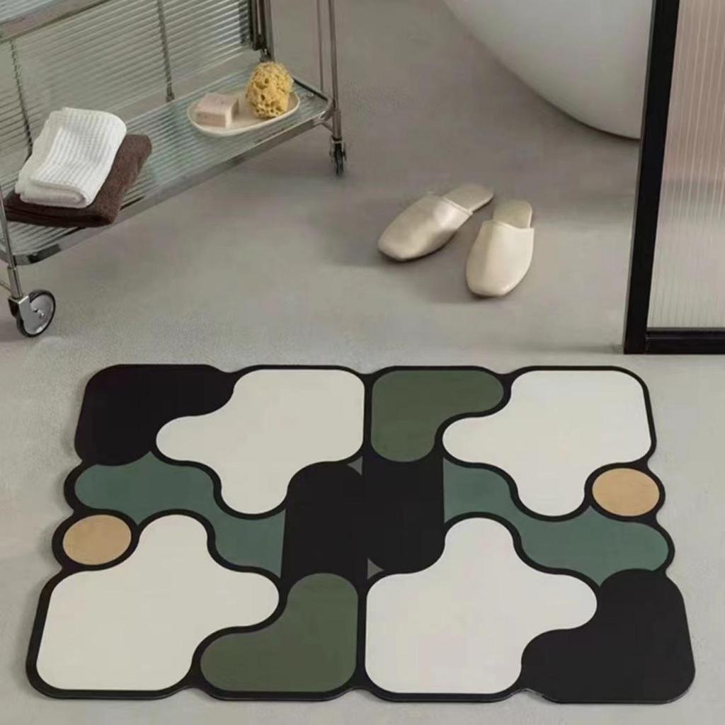 Heterotypic Diatom Printing Bathroom Thickening Mat Bath Non-slip Carpets In Wash Basin Bathtub Side Floor Rug Shower Room Doormat Memory Foam 3D Pad