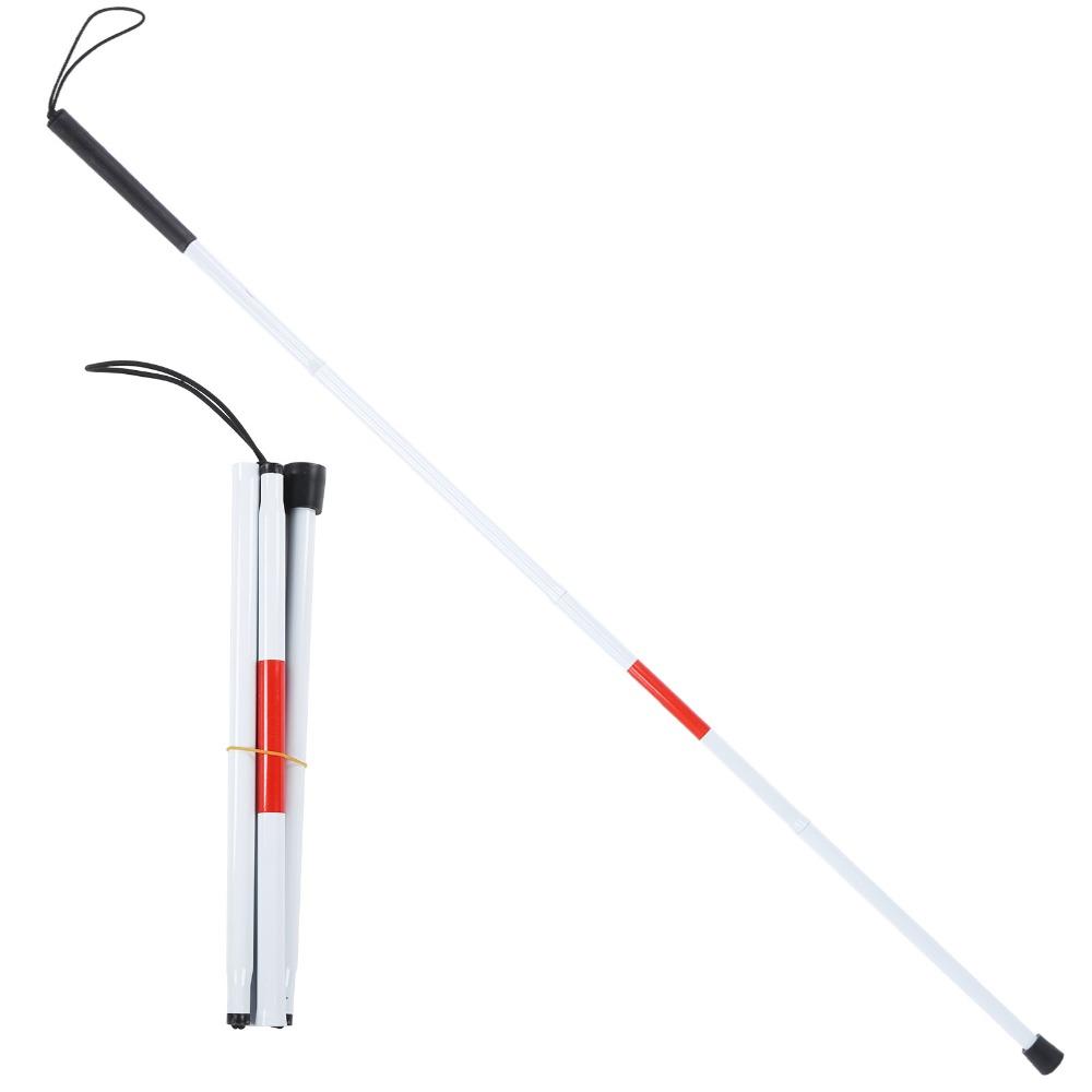 Durable Foldable Blind Cane Aluminum Alloy Non-Slip Walking Cane Stick Reflective White & Red Walking Stick Visual Impaired