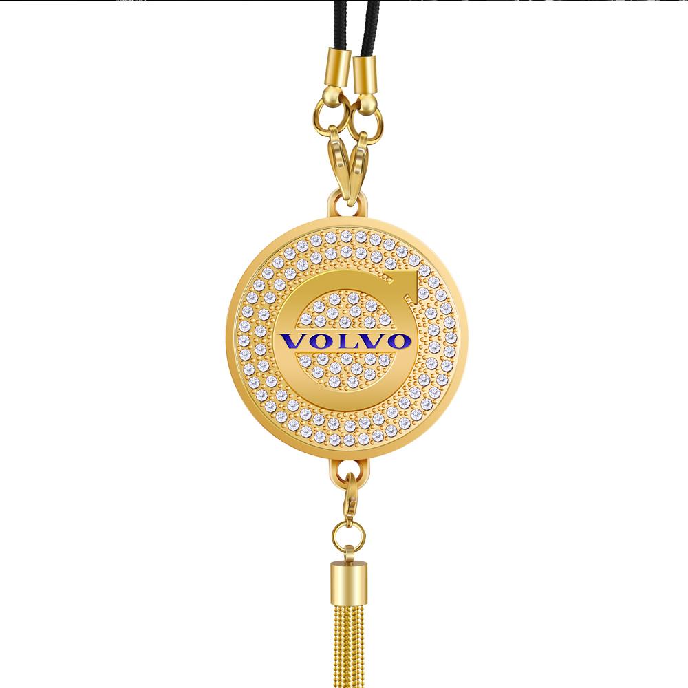 Car Interior Rearview Mirror Metal Pendant Decoration Car Logo Simulation Diamond Pendant Accessories For Volvo XC60 V40 S60 V50