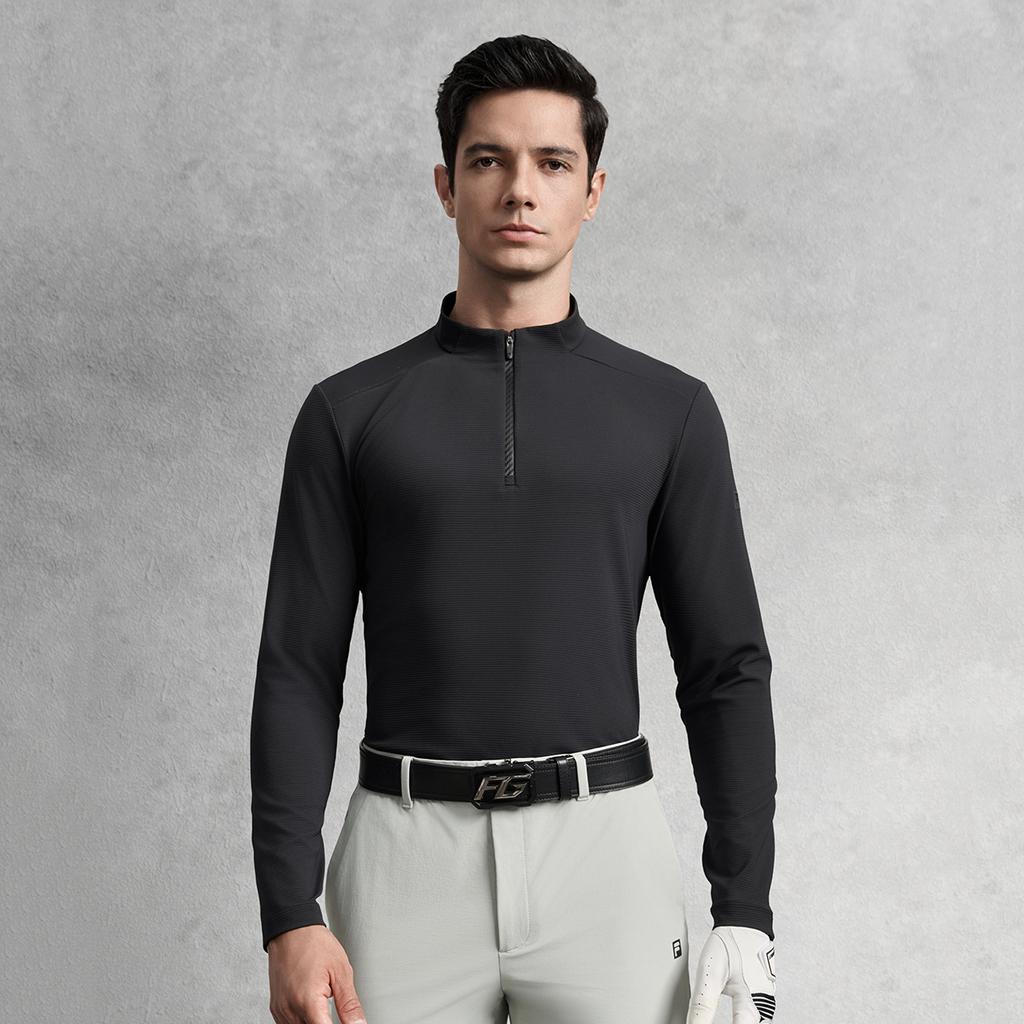 FILA Golf Series Trendy Classic Casual Sports Golf Versatile Stretch Soft Comfortable Long Sleeve T-Shirt Men Tops A11M535207FBK