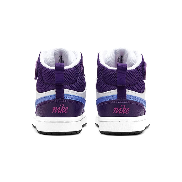 Nike Court Borough 2 Mid Comfortable Mid Top Skateboard Shoes White Grape Children Aged 3 7 Years Old CD7783-106