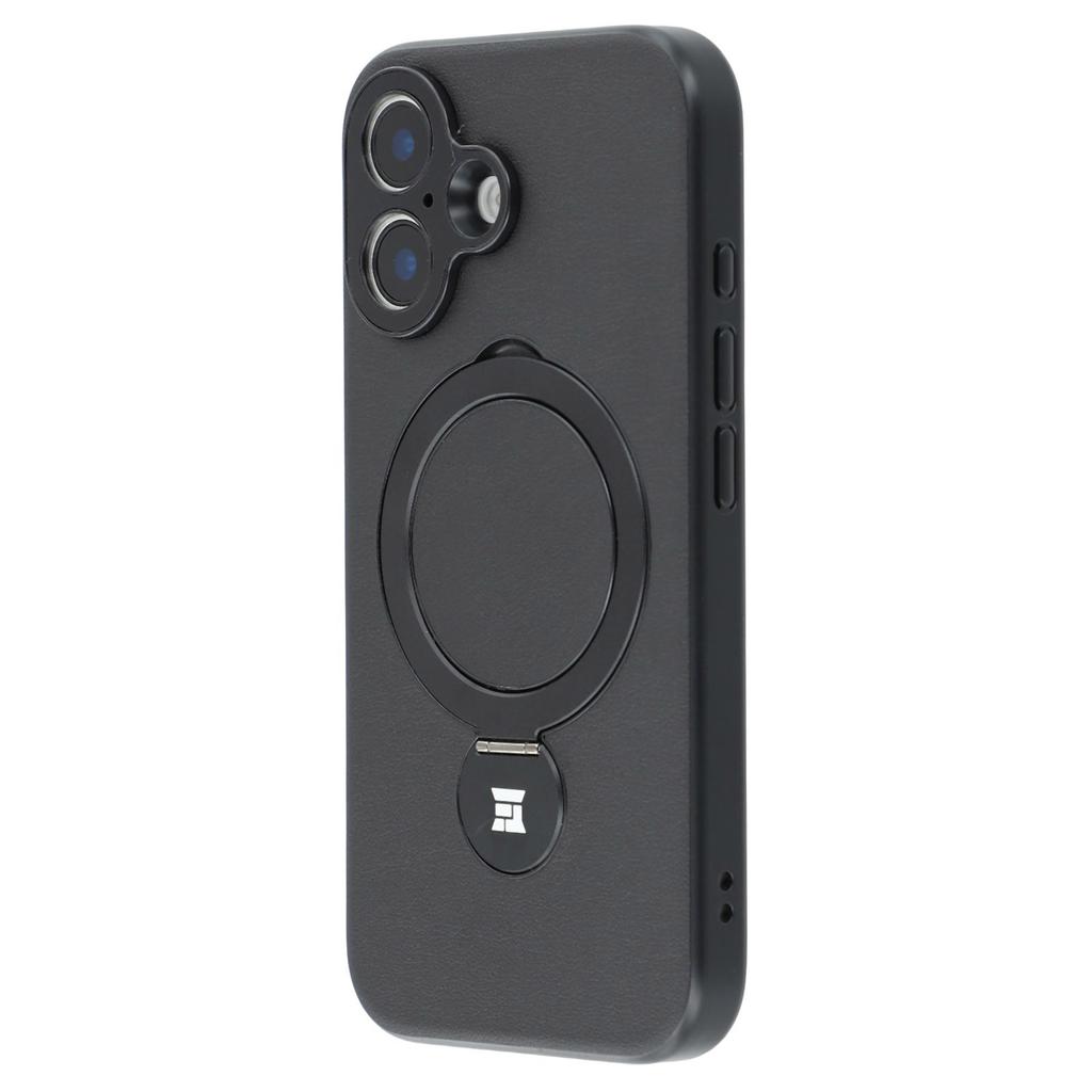 For iPhone 16 Plus Case Kickstand TPU PC Leather Phone Back Cover with AI Button