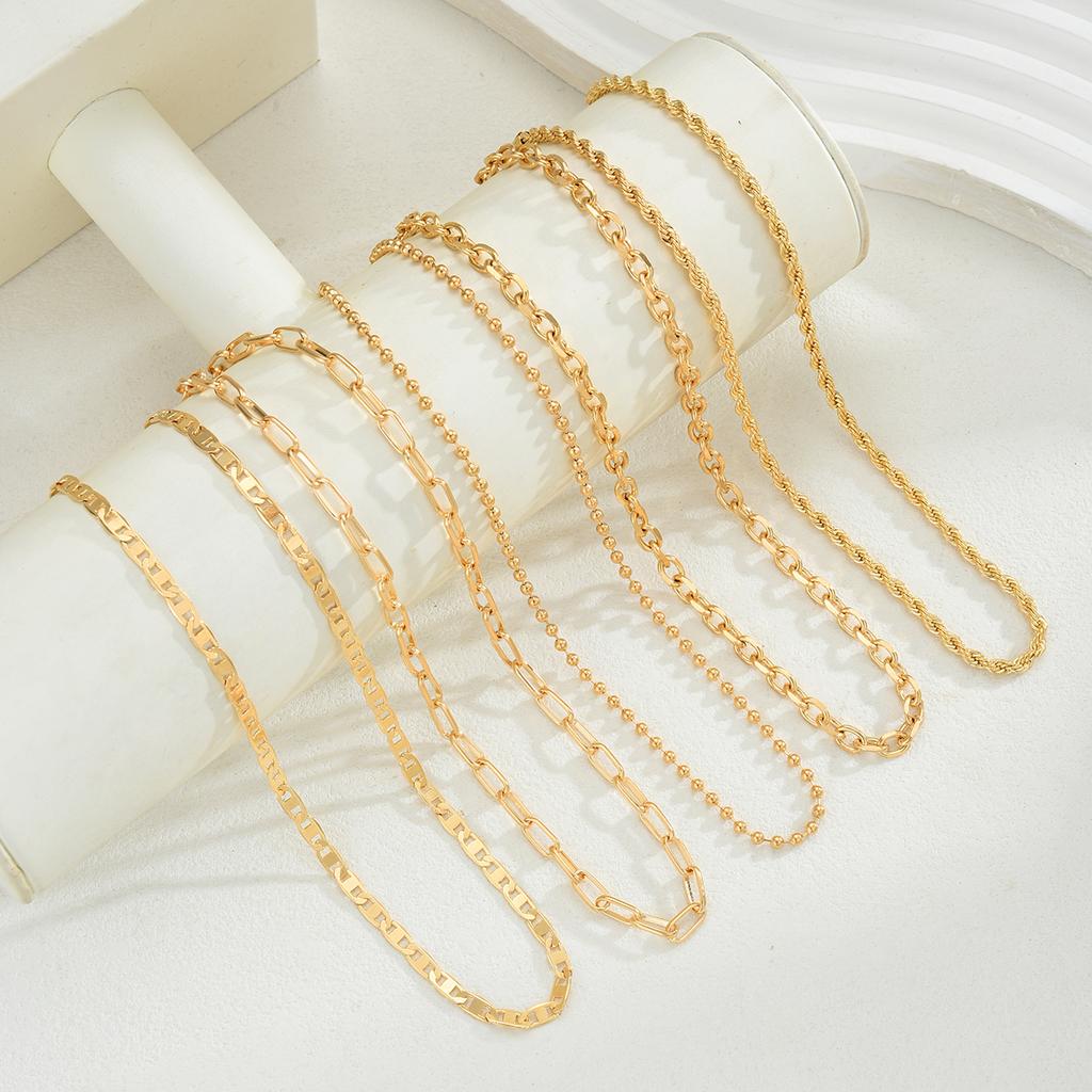 5 Pcs Fashion Minimalist Luxury Necklace Set for Women Boho Layered Stacked Chains Flat Chokers Necklace Daily Party Jewelry New