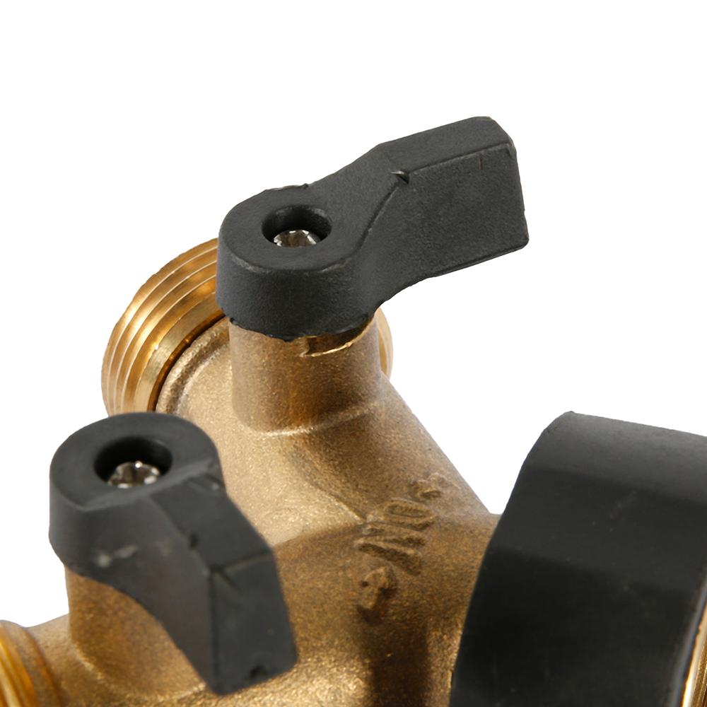 Brass Garden Hose Splitter 3/4 Inch Thread Y Valve Hose Connector Adjustable Switch Controller Garden Water Hose Adapter 2 Way
