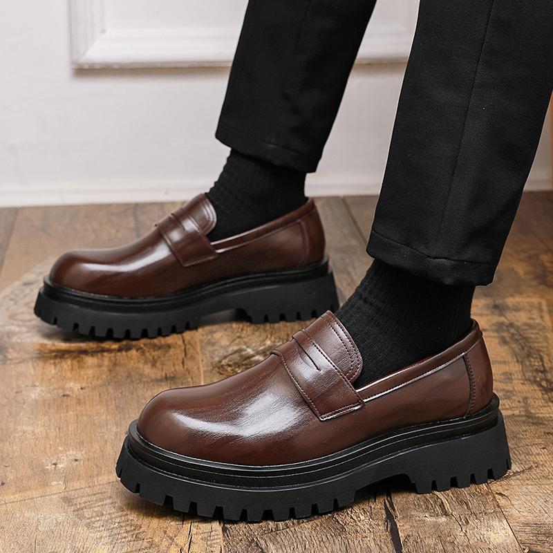 Men's Thick Soled Loafers Retro Designer Casual Style Office or Busines 38-46 Outdoor Autumn and Winter Leather Shoes Young