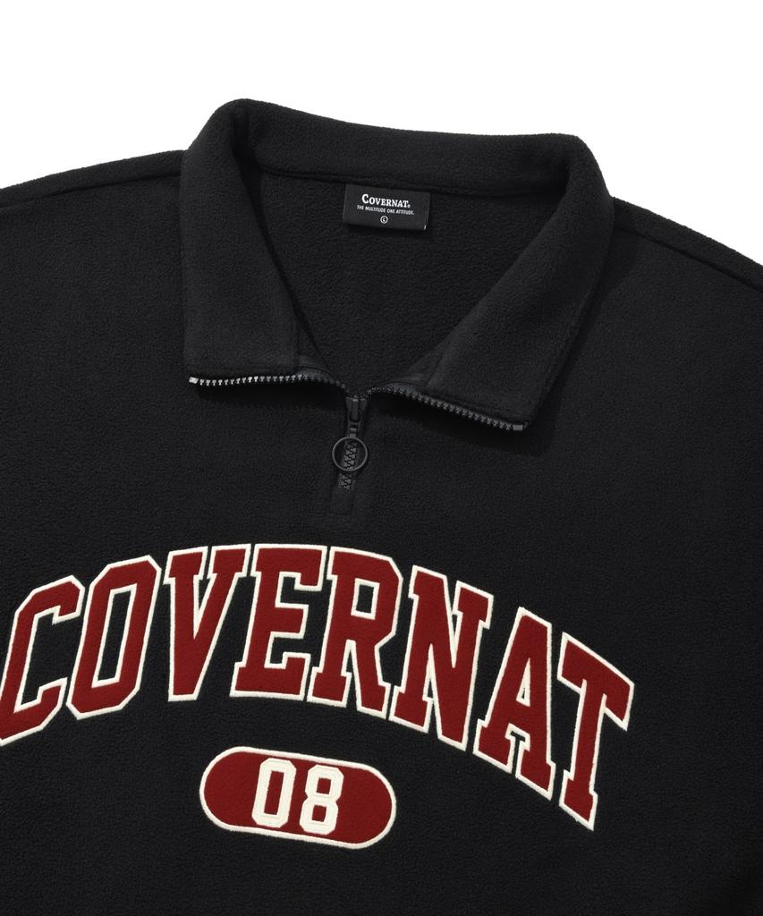 COVERNAT Arch Logo Fleece Half Zip Sweatshirt Black