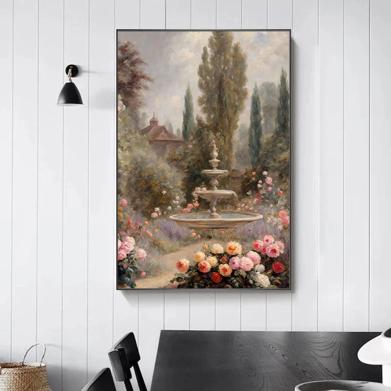 Vintage Ländliches Bauernhaus Wildnis Wildblumenfeld Landschaft Kunst Poster Leinwanddruck Wohnzimmer Schlafzimmer Heimdekoration Geschenke