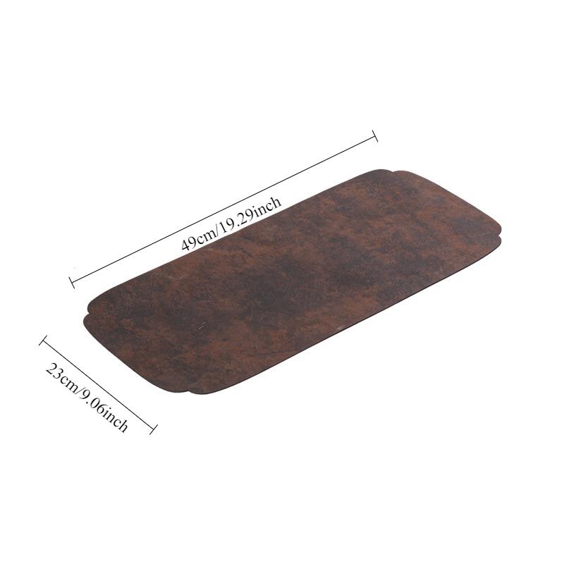 

1PCS Retro Waterproof Tea Mat Double-Layer PU Table Mat for Tea Room Home Décor Modern Minimalist Tablecloth Accessory M&Strip коричневый