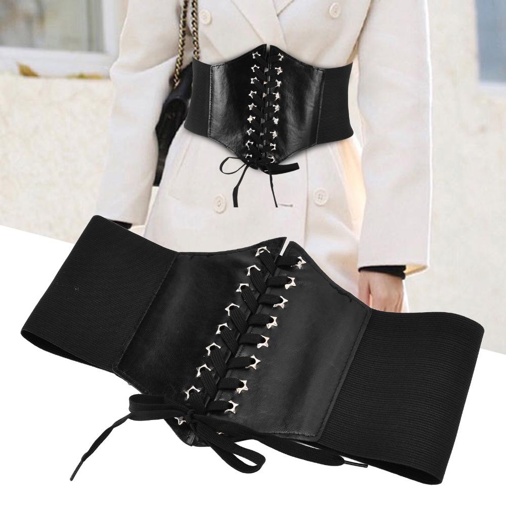 1pcs Adjustable Length Elastic Waist Belt Lace-Up Design Waspie Corset Belt Clothing Decoration