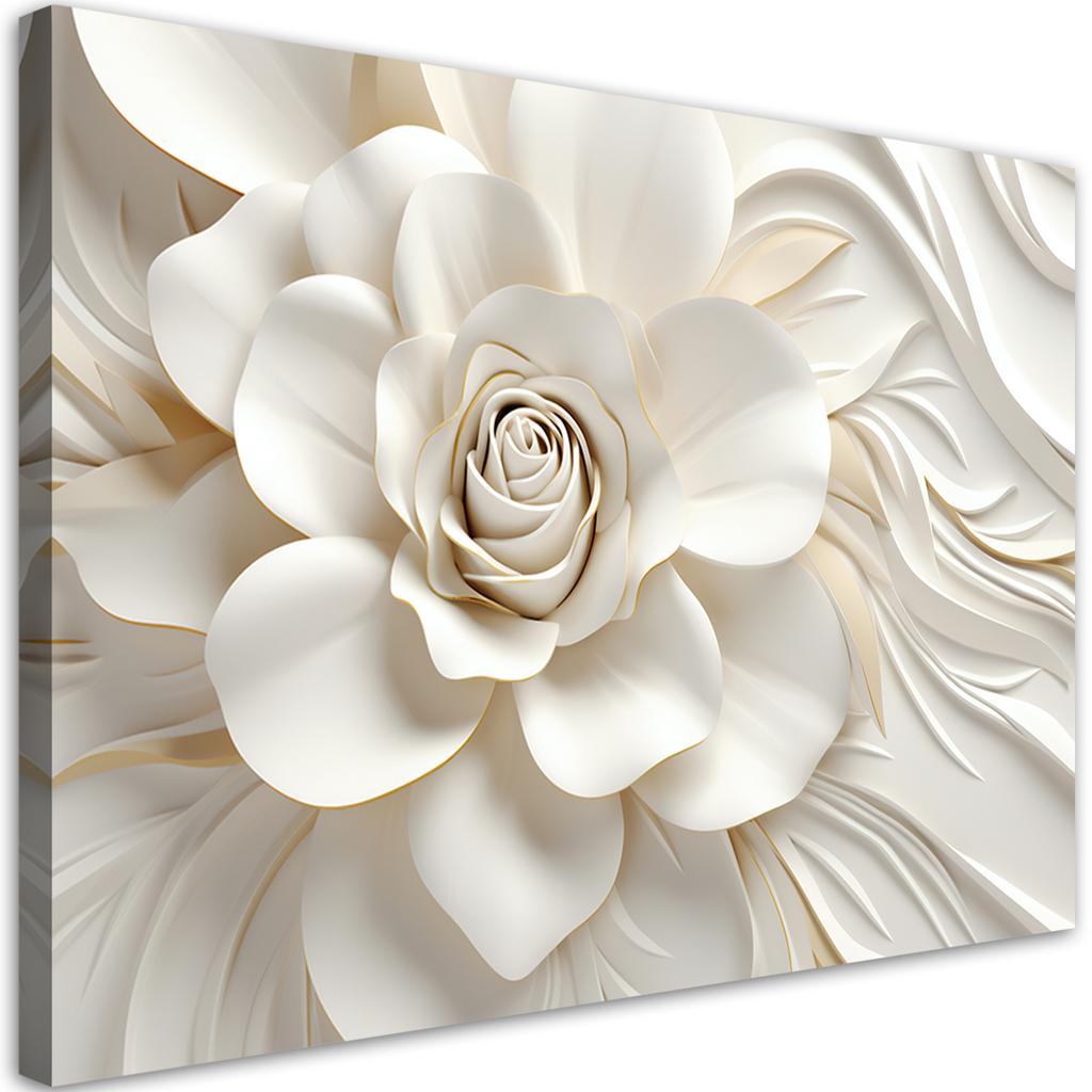 Canvas Print, White Flower 3D