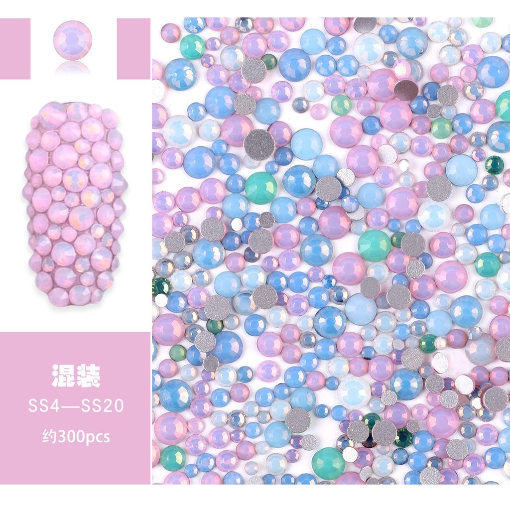 Nail Art Jewelry Flat Bottom Drill Nail Drill Snow Protein Glass Crystal Drill Multi-Size Mixed Color Diamond Small Diamond Zircon Accessories