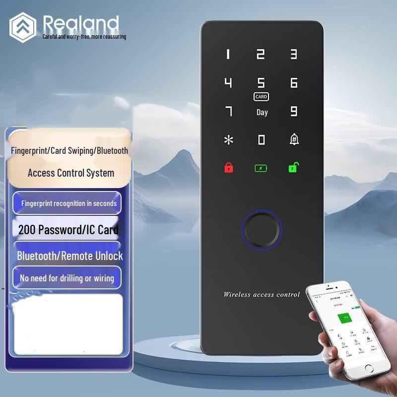 Realand Wireless Fingerprint Card Access Control System Kit CN plug (adapter included)