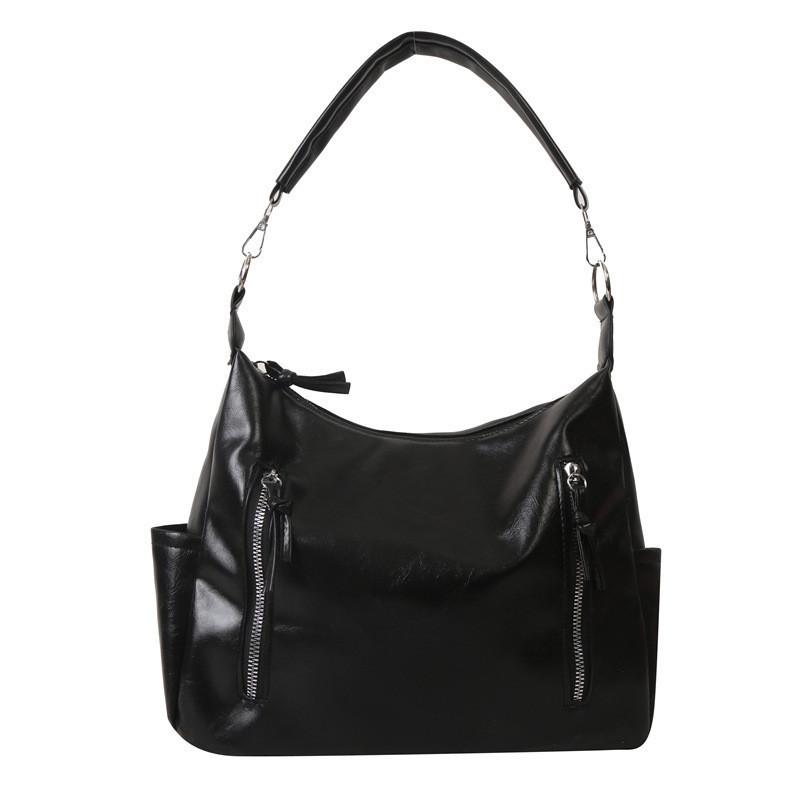 Stylish Vintage Pu Tote Bag For Women Large Capacity Shoulder Handbag With Zipper