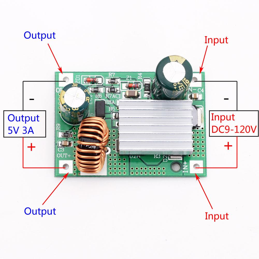 DC-DC 9/16V-90/120V Step-down Module Outputs 5V/12V 3A Voltage Conversion Module