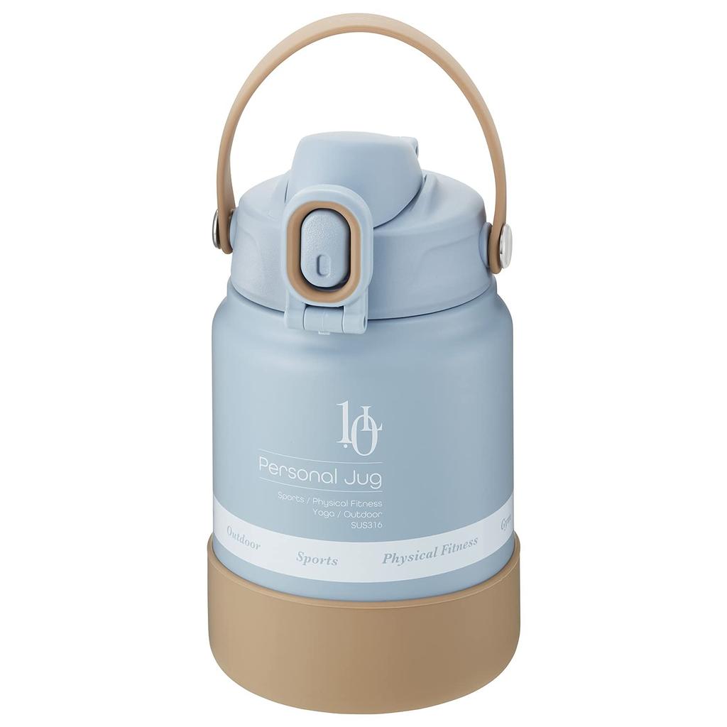 Bestco Peacock Vacuum Bottle Industry Stainless Steel Sports Drink Jug, 1.0L, Matte Blue-Gray, AJG-MA100, Personal Jug